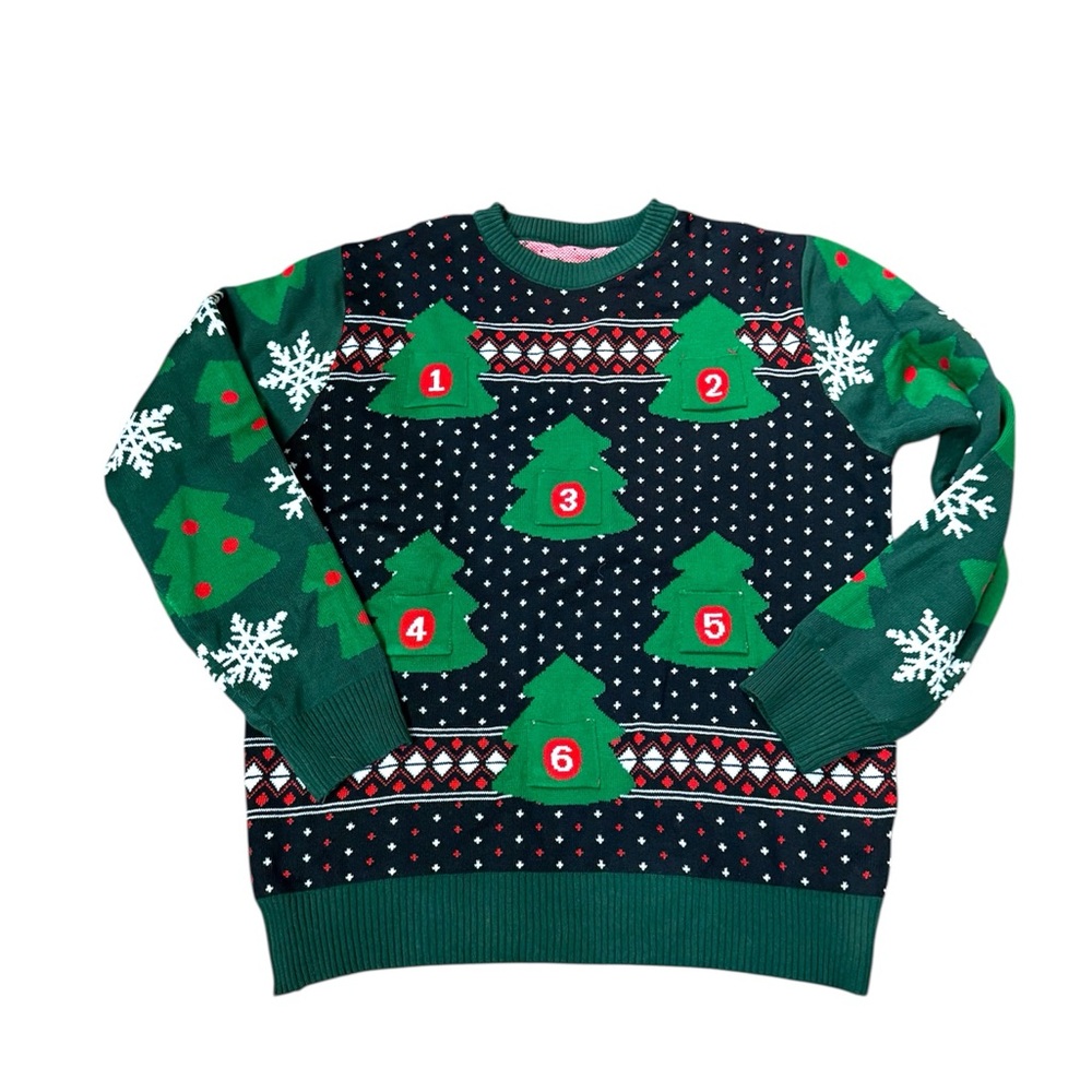 Giggling Getup Ugly Hide the Pickle Christmas Sweater L